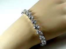 BRACELET TENNIS 18cm SOUPLE SOIRée MARIAGE DIAMANT CZ GOLDFILLED OR BLANC BR183A