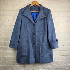 Manteaux  Moon Pale Blue Wool Herring Bone  Heritage Collection Size 14