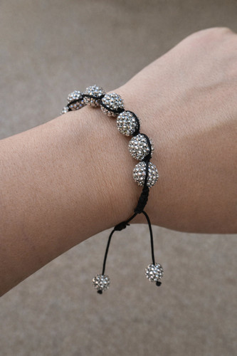 Bracelet shamballa argenté - bracelet, à