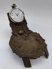 EMPTY WATCH HOLDER POCKET ART NOUVEAU INSECT AND GARDEN TOOLS BRONZE