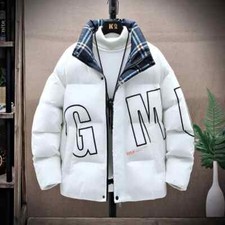 Blouson D'Aviateur Duvet Sintetique Mode Homme Blanc Chaud Poches 112326