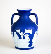 Wedgwood Blue Jasperware Portland Vase 6" Vintage Made in England