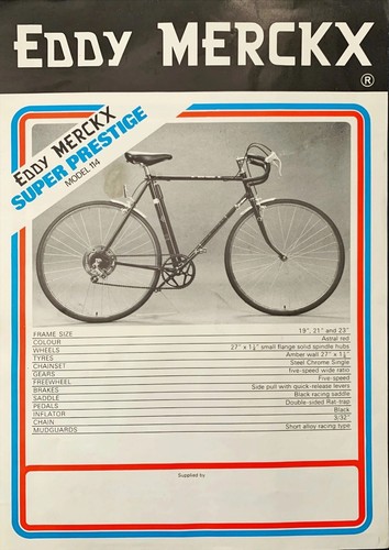 Eddy merckx bicycle leaflet - merckx,