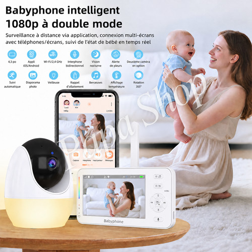 Babyphone vidéo 1080p abm - vidéo,