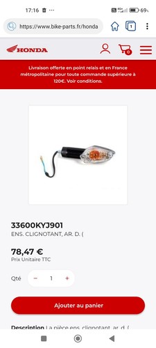 Paire clignotants honda cbr - paire,