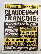 Affiche presse journal revue France Dimanche Sheila Ringo Claude François 51x71