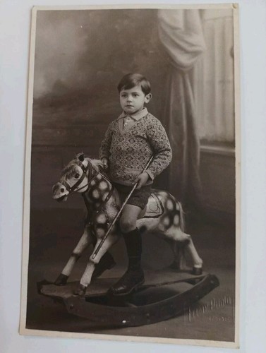 Cpa photo enfant sur cheval - ,