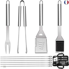 QH 10 Pack BBQ Barbecue Tool Set, Stainless Steel Outdoor Barbecue Grill