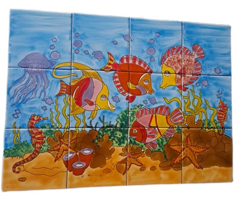 Image tuile poissons - de,