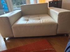 Fauteuil Zanotta en cuir blanc cassé