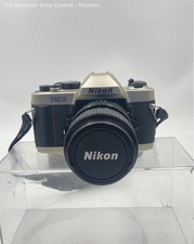 Nikon FM10 Black Silver Manual Focus Modern Film Camera With Strap