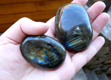 Lot 2 Blue Labradorite Pebbles 6cm Mineral Stone Collection Lithotherapy Care