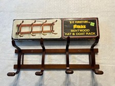 Vintage Bentwood Thonet Style Brown 4 Hook Hat Coat Rack 