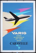 AFFICHE Poster Varig Caravelle