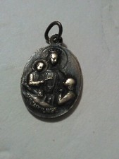 VG  Catholic St Scapulaire Silver Religious Medal Jesus Italy