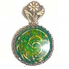 1900 Art Nouveau Small Mirror Hand Face Back Enameled Bronze Floral Socket