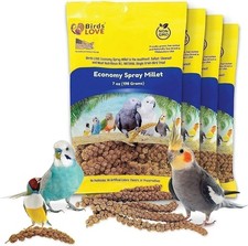 Birds LOVE Economy & Thin Spray Millet for Birds 100% Natural Treat 7oz 4 Pack