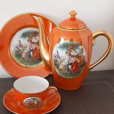 Rare And Beautiful Solitaire Coffee Service, Fine Porcelain, Fragonard Decor