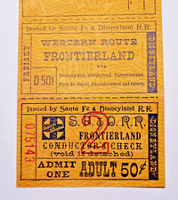 Super Rare 1955 Vintage Disneyland Train Ticket Attached Admission Adult 50 Cent