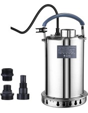 Sump Pump Submersible Water Pump 1HP 3700GPH Stainless Steel Portable Water T...