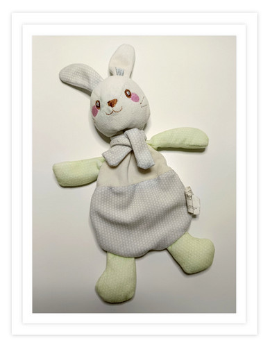 Doudou plat lapin beige - lapin,