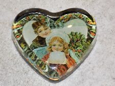 RARE ANTIQUE GLASS HEART DISPLAY CASE ITEM ART NOUVEAU CHRISTMAS GUI