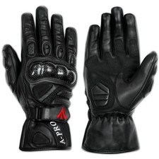 Motorcycle Leather Glove Carbon Protective Air Intakes Padded Breathable A-Pro