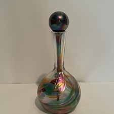 Vintage Studio Borowski Raised Iridescent Perfume Bottle With Stopper Mint! 6.5”