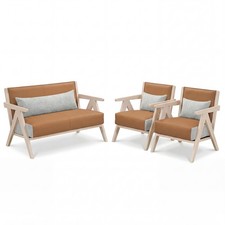 3 PCS Faux Leather Single Sofa