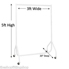 Qualité Supérieure Tringle Blanc 3ft Long X 5ft Haut Vêtement Rangement Rack
