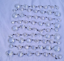 ANCIENNE PAMPILLE 1 CHAÎNETTE GUIRLANDE 7 OCTOGONES LUSTRE  CRISTAL VERRE
