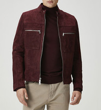 Blouson cuir homme bordeaux