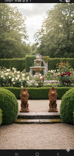 Paire statues lions - de,