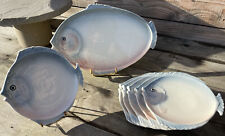 Vintage Antique Fish Service Earthenware Design Marine Sea Dishes