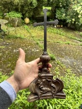 Remarquable Croix Époque Louis XV & Fer Forgé & Bois Sculpté & 18 Eme Siècle