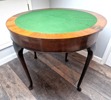 1800s Antique Mahogany Demi-Lune Folding Console Card Game Table Victorian
