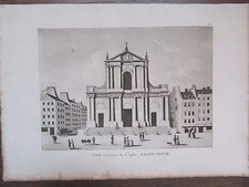 GRAVURE 1839 PARIS EGLISE SAINT ROCH VUE EXTÉRIEURE 