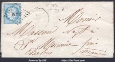 FRANCE N°60A SUR LETTRE AVEC CONVOYEUR DE STATION DORMANS LIGNE 167 P.CH.
