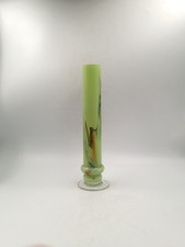 Vase Tube Annelé Opaline Vert Marbré Vintage Années 70 80's Hooped Space Age Pop
