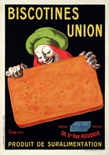 Affiche Originale  - Leonetto Cappiello - Biscotines Union - Biscuit - Pain 1906