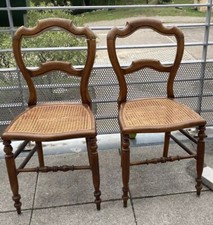 Chaise Bois Sculpté & Assise Cannée Vintage #A306