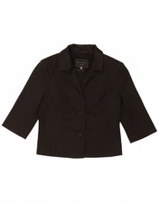 COAST Womens London 3/4 Sleeve Crop Shirt Blouse UK 10 Small Black Acetate AP02