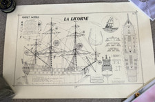 Tintin Hergé La Licorne Exact Map/Drawing of the ship La Licorne H-7