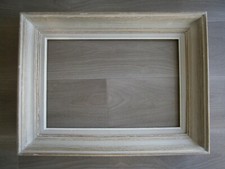 STRONG ANTIQUE WOOD FRAME DECO MOLDING CANVAS PAINTING TABLE 49X33 GREY WHITE 