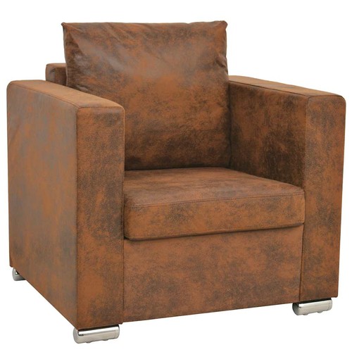 Fauteuil cuir daim - cuir,