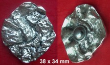 vintage SEWING BUTTON silver diamond way crumpled metal (38 x 34 mm)