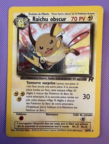 Carte pokémon raichu obscur - carte,