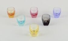 Moser, Karlsbad, Czech Republic. Six colored water glasses. Faceted art glass.