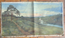 Large oil on canvas signed F LE LEUXHE landscape Brittany painting art painting