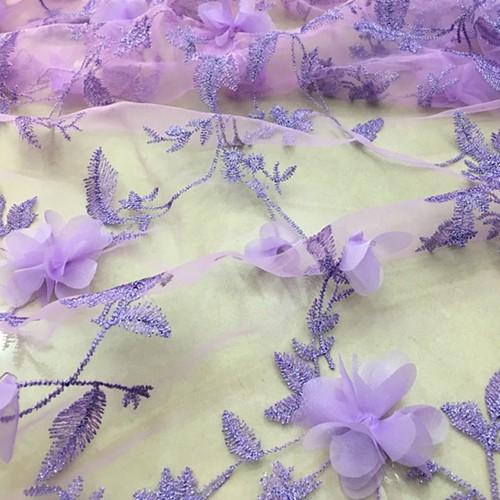 Tulle dentelle brodée - tulle,